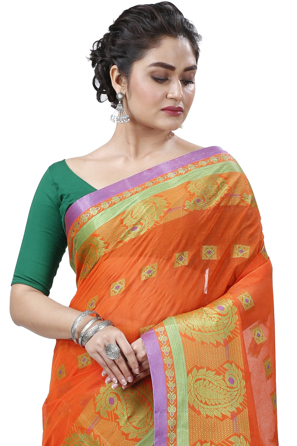 Orange Pure Cotton Aloka Tant Saree (907)